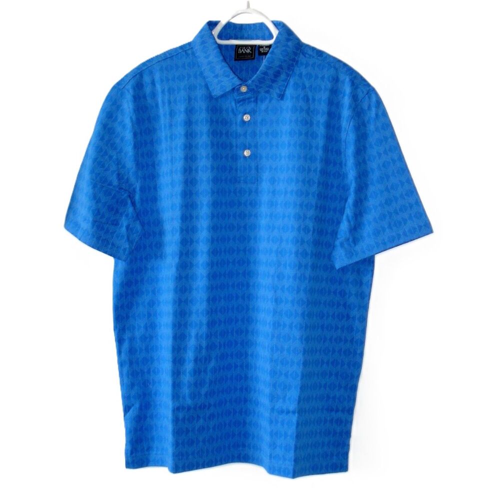 Jos A Bank Traveler Men’s Blue Polo Shirt Size M 100% Cotton NWT
